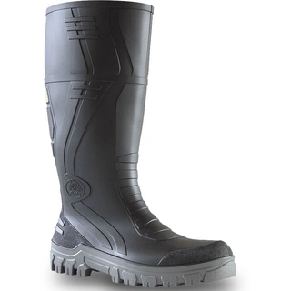 WORKWEAR, SAFETY & CORPORATE CLOTHING SPECIALISTS Jobmaster 3 Gumboots - Black / Grey Pvc 400Mm Safety Gumboot