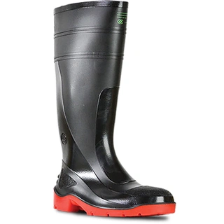 WORKWEAR, SAFETY & CORPORATE CLOTHING SPECIALISTS Utility Gumboots - Utility 400 - Black / Red Pvc 400Mm Safety Toe Gumboot