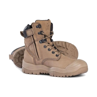 WORKWEAR, SAFETY & CORPORATE CLOTHING SPECIALISTS Stone High Leg ZipSider Boot w/ Scuff Cap