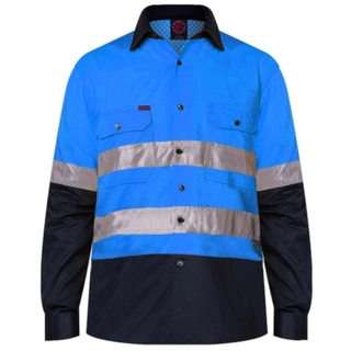 WORKWEAR, SAFETY & CORPORATE CLOTHING SPECIALISTS - Vented Open Front L/W L/S 50MM Reflective Tape
