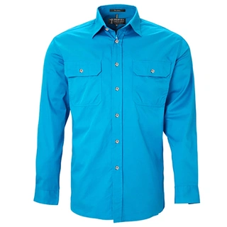 WORKWEAR, SAFETY & CORPORATE CLOTHING SPECIALISTS - Open Front Men's Pilbara Shirt - Long Sleeve
