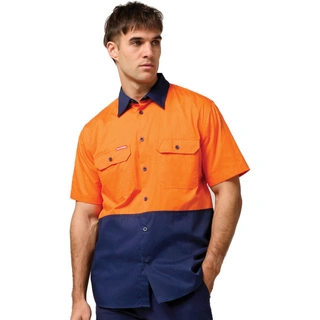 WORKWEAR, SAFETY & CORPORATE CLOTHING SPECIALISTS Core - Mens S/S L/weight 2 tone Ventilated Shirt
